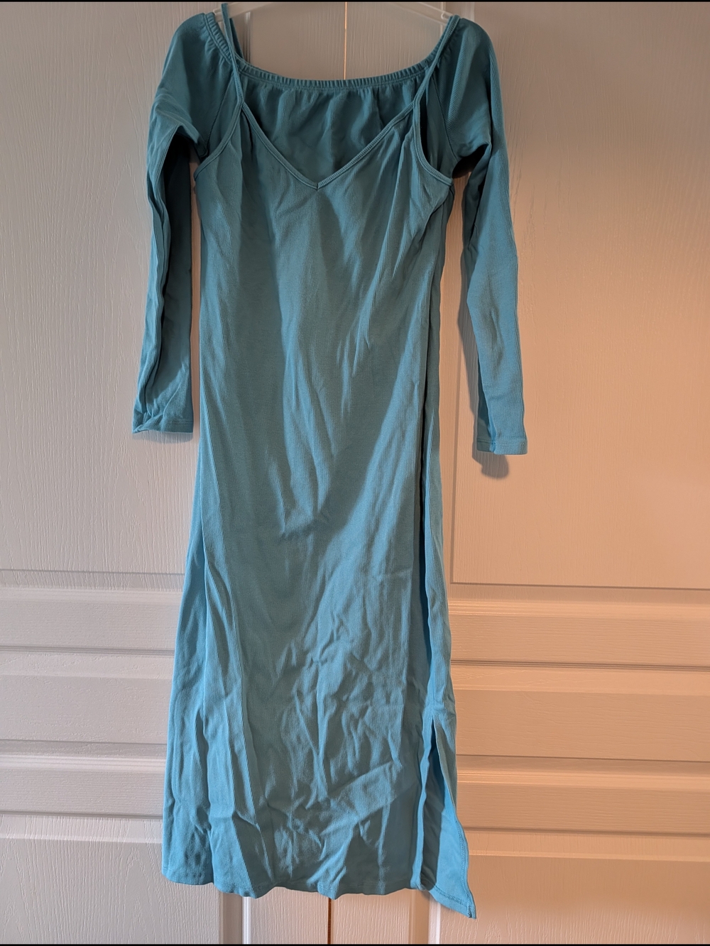 Anthropologie T.La Long SleeveTurquoise V-Neck Bodycon Fooler Dress
